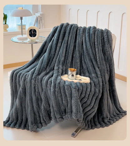 Solid Thickened Wide Striped Flannel Multifunctional Blanket, Can Be Used As Bed Sheet Cover Blanket, Sofa Blanket,nap Blanket