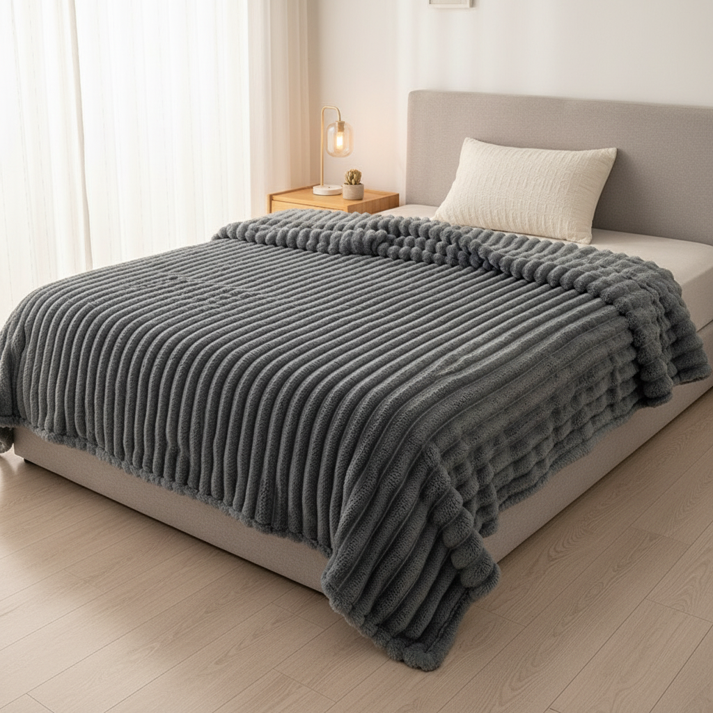 Solid Thickened Wide Striped Flannel Multifunctional Blanket, Can Be Used As Bed Sheet Cover Blanket, Sofa Blanket,nap Blanket