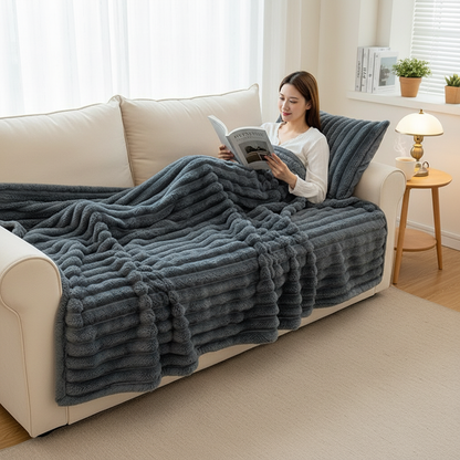 Solid Thickened Wide Striped Flannel Multifunctional Blanket, Can Be Used As Bed Sheet Cover Blanket, Sofa Blanket,nap Blanket